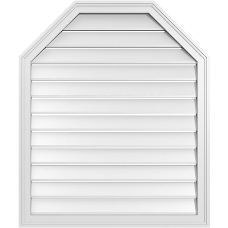 Ekena Millwork Octagonal Top Surface Mount PVC Gable Vent w/ 2"W x 1-1/2"P Brickmould Frame, 32"W x 38"H GVPOT32X3802SF